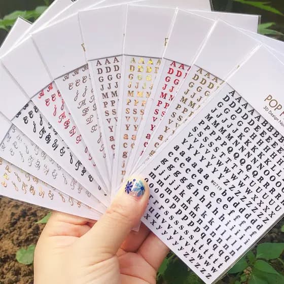 Decalques Para Unhas Auto-Adesivas Com Letras Do Alfabeto Inglês Número 3D de letras de arte acessórios para unhas