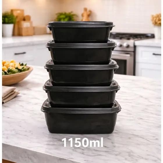 5 Potes, 6 Potes Plástico- 1150 ml Retangular Para organização e Praticidade Plástico Para cozinha Promoção MAIS VEND
