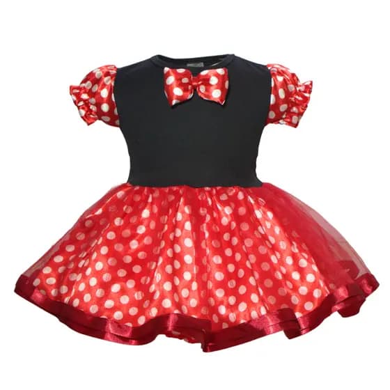 Vestido Minnie Vermelha Mesversário/Aniversario - Fantasia Festa - Bebê 1 mês a 5 anos