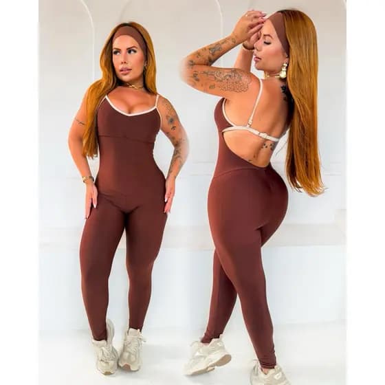Macacão Cross moda gringa fitness costa nua RJ Rio de Janeiro