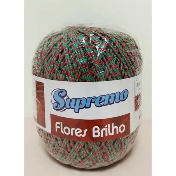 Barbante Supremo Flores Brilho Natalino Com Prata