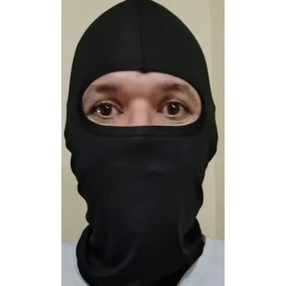 Touca Balaclava em Dry Fit, na cor preta unissex com proteção UV, 100% poliéster , touca ninja..