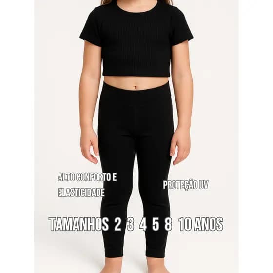 Calça Legging Infantil Suplex Menina de 2 3 4 5 8 10 Anos com Proteção UV