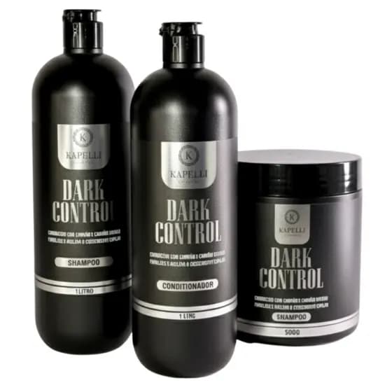 Shampoo, Condicionador e Máscara Dark Control - Kapelli Cosmetic