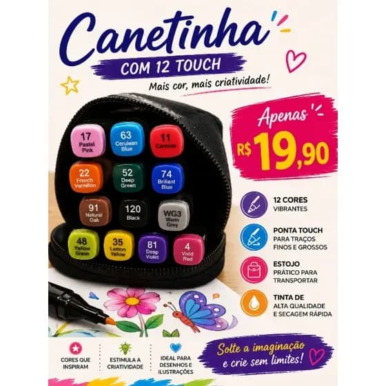 Canetinha com 12 unidades
