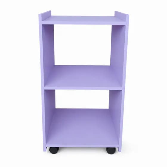 Mesa De Cabeceira MDF Lilás Com Rodinhas 53x27x28cm Criado Mudo Organizador Para Quarto E Decoração
