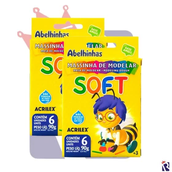 MASSINHA MODELAR SOFT 6 CORES ACRILEX KIT COM 1/2/4/6/8/10 CAIXAS