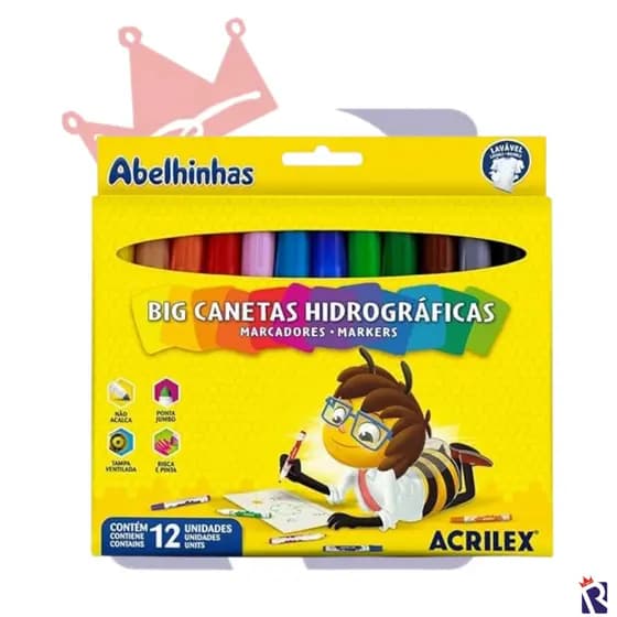 CANETINHAS BIG JUMBO HIDROGRÁFICAS 12 CORES - ACRILEX