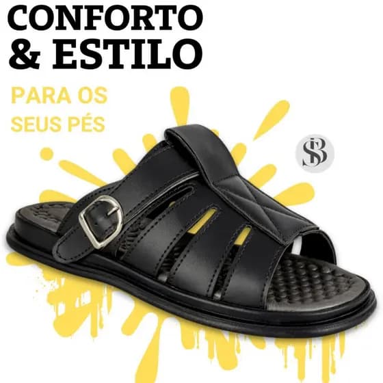 Sandalia Franciscana Chinela Masculina Palmilha Ortopédica Ajuste Fivela