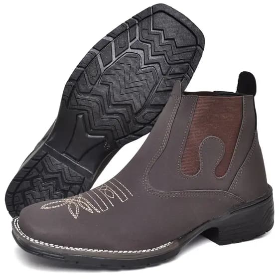 Bota masculina Estilo Western Texana Rodeio Calce Facil Bico Quadrado Bordado