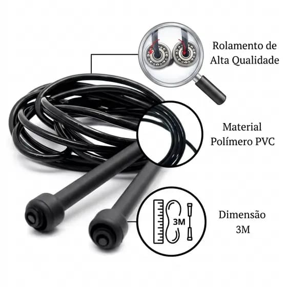 Corda de Pular 285 cm Com Pegador Ajustável