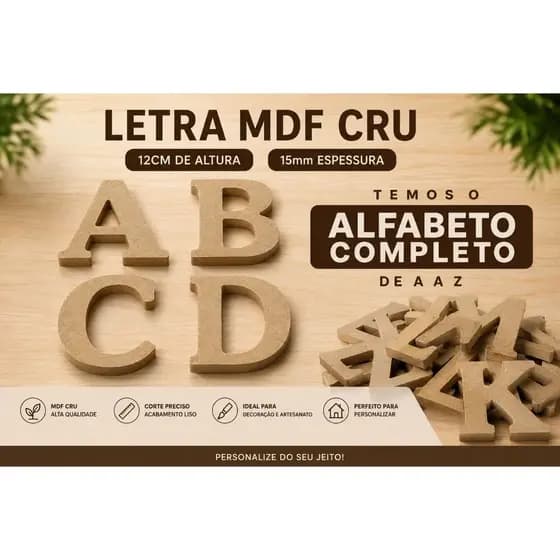 LETRAS MDF CRU 12CM 15MM ESPESSURA