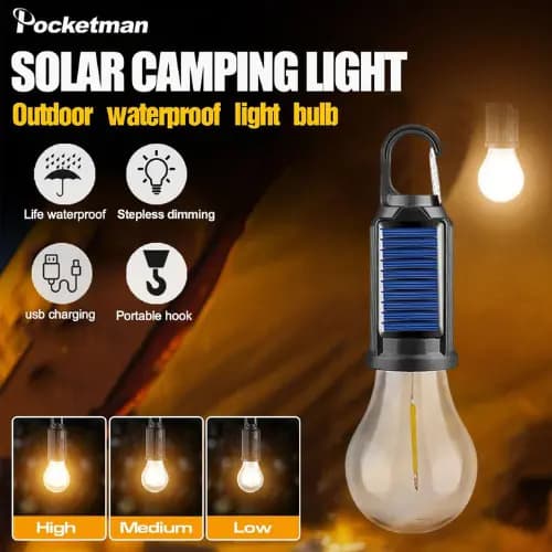 Luz LED Portátil com Gancho USB-C Recarregável – Ideal para Camping, Barracas e Apagões