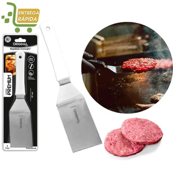 Espátula Curva 2,5” Premium Chapa Hambúrger Lanchonetes Churrasco