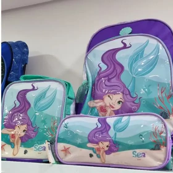 Mochila Sereia Com Rodinhas Brw / Mochila Escolar / Mochila Menina / Papelaria / Material Escolar