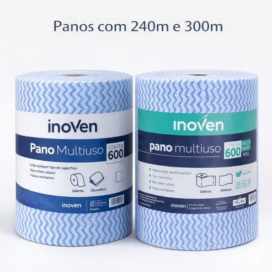 Pano Multiuso Inoven 600 Un 240m 300m 28x50cm Azul Lavável Reutilizável Rolo Pano Multiuso Inoven Tipo Perfex Absorvente