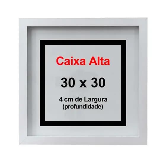 Quadro Moldura Decorativa Caixa Alta Branco 30x30cm Com Vidro