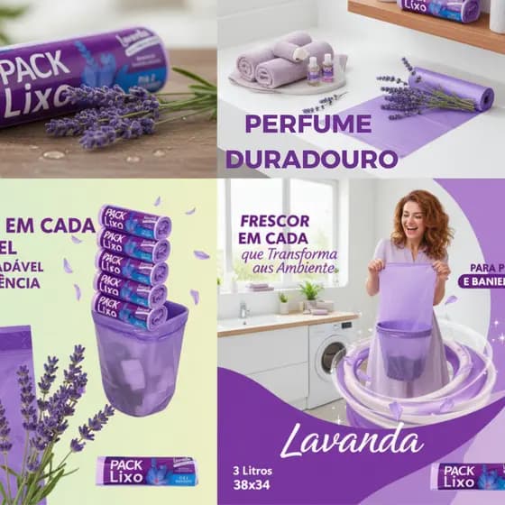 Saco de Lixo Perfumado 80 Sacos Para Pia e Banheiro 34x38 Neutraliza Mal Cheiro