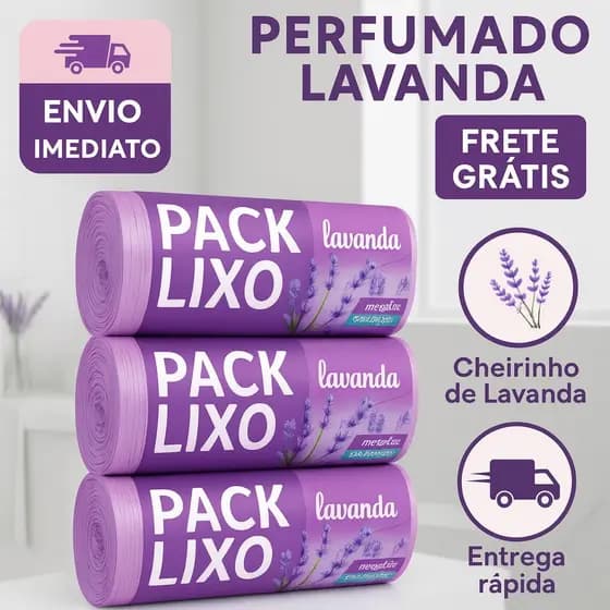Sacos de Lixo Perfumados Lavanda |Kits com 40, 80, 120 e 160 Sacos| Pia e Banheiro Neutraliza Odores
