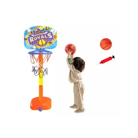 Kit Mini Cesta De Basquete Infantil Móvel Com Pedestal Suporte Tabela Bola E Inflador Regulável