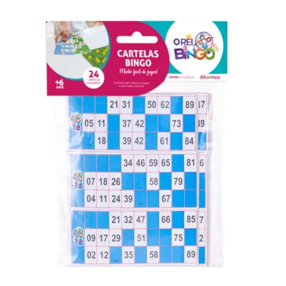 Kit 24 Cartelas Numeradas Papel Para Jogo Bingo Colorido