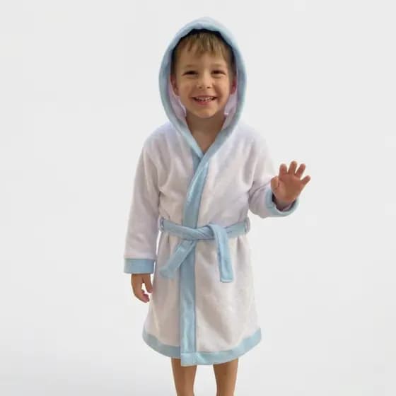 Roupão Infantil Menino e Menina Saída de Banho Praia e Piscina em Poliéster Atoalhado com Capuz