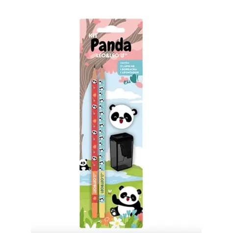 KIT PANDA COM 2 LAPIS HB /APONTADOR/BORRACHA