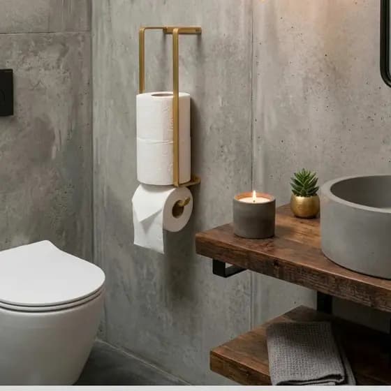 Suporte Porta Papel Higiênico Parede Preto/Dourado P/4 rolos