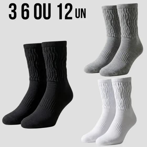 Meia Cano Alto Kit com até 12 Pares de Meia em Algodão Ideias para Academia - Promoção !