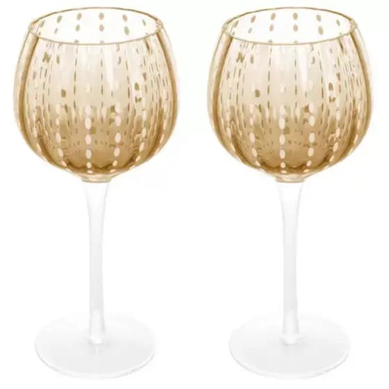 Conjunto 2 Taças para Vinho de Vidro Orquídea Âmbar 450ml Wolff