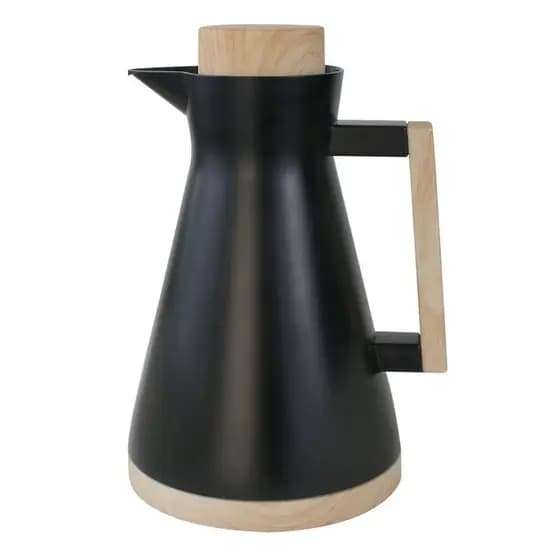 Garrafa Térmica Preta e Amadeirada 1 Litro BTC Decor