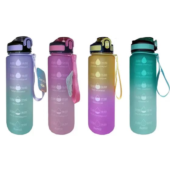 Garrafa Squeeze Plástico 1 Litro Colorido Degradê Clink Moment 1000ml