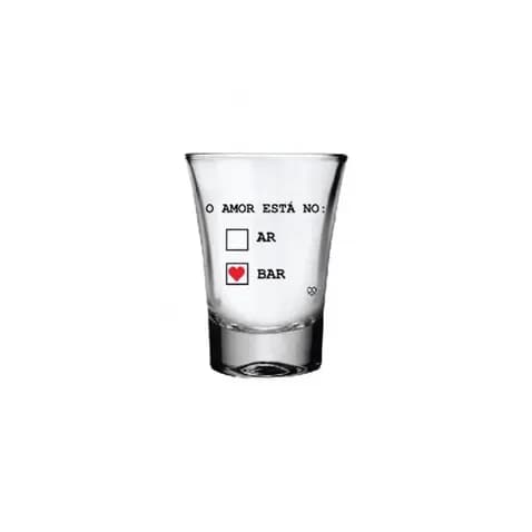 Copo Shot Love Vermelho 60ml O Amor Está no Bar Vidro Allmix Dia dos Namorados Decorado Estampado