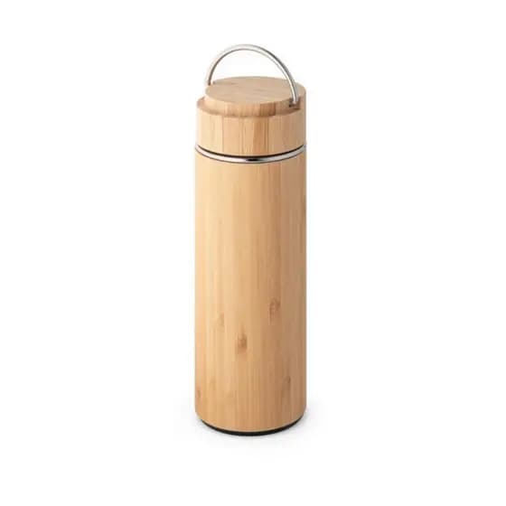 Garrafa Térmica Squeeze 450ml Aço Inox e Bambu Clink Moment