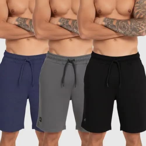 Kit 3 Bermuda Moletom Esporte Com Bolso E Elastico Muito Confortavel