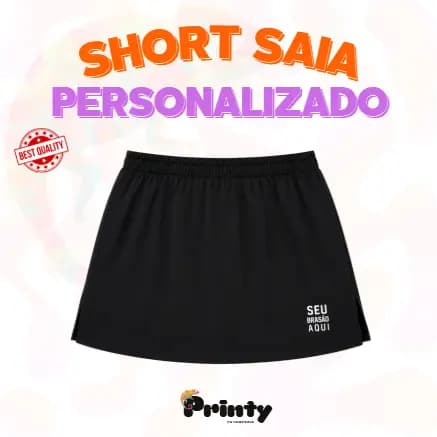 Short Saia Infantil Personalizado Com seu Nome e Brasão Premium Alta Qualidade Treino Casual Esporte