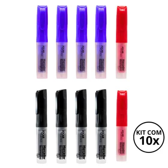 Kit Com 10 Marcadores Para Quadro Branco Recarregável- Jocar