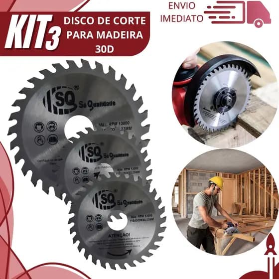 Combo 3/2/1 Disco de Corte Widea 110x22,23MM 30 Dentes para Madeira para Serra Circular Esmerilhadeira