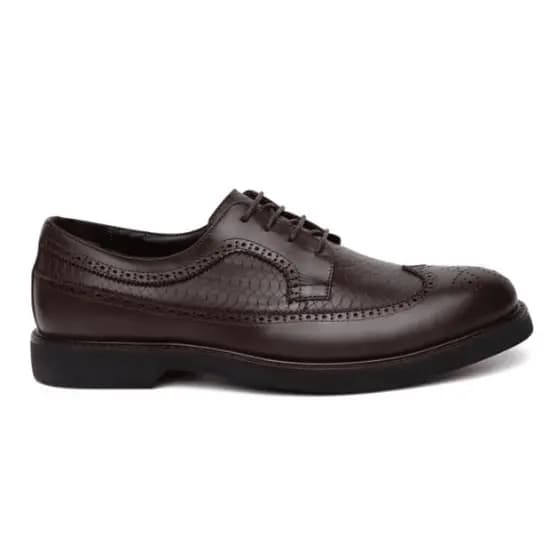 Sapato Social Croco Brogue Centuria Italiano Couro Cafe