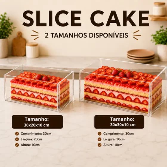 Forma Slice Cake de Acrílico Retangular Corte Perfeito Bolo Profissional Confeitaria