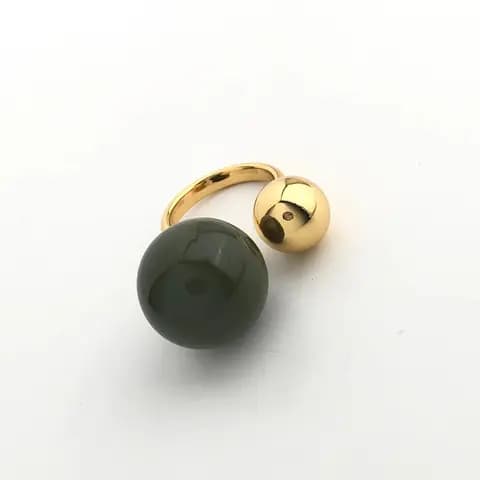 ANEL VERNIZ ITALIANO PONTEIRA VERDE COM DOURADO