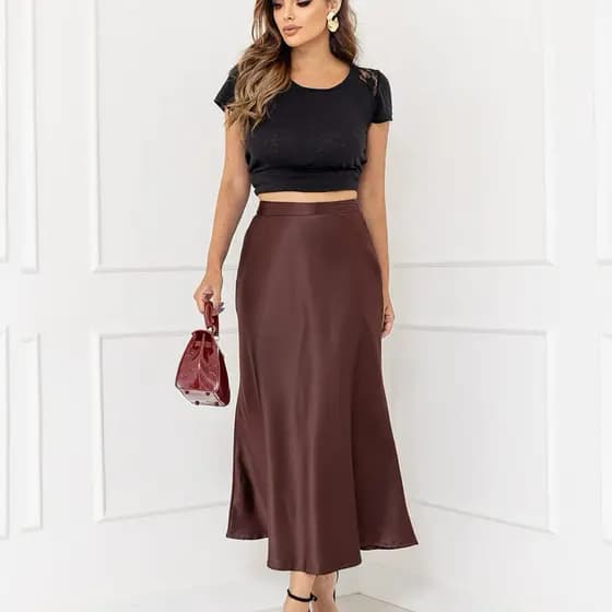 Saia feminina elegante de cetim cód 167