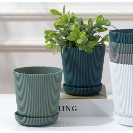 Cachepô Moderno Vaso de Plástico com Bandeja Anti-derrame para Plantas de Interior Decoração Home Office