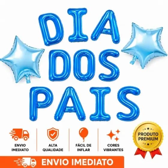 KIT - LETRAS DIA DOS PAIS - LETRA AZUL 40 CM + 2 ESTRELAS AZUL CLARA + 1 CORTINA AZUL - comemoração - pai - papai