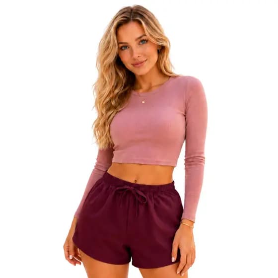 Short Tactel Feminino Cintura Alta Confortável