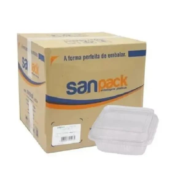 Kit 100 Potes 200ml com Tampa Sanpack S641 Quadrado Resistente p/ Sobremesa Confeitaria Delivery