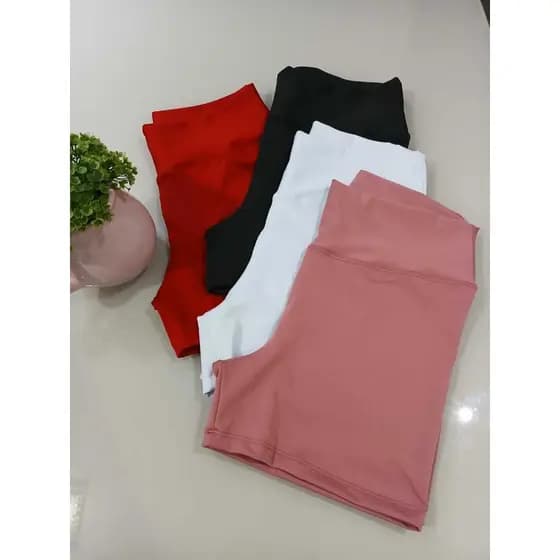 KIT 04 SHORT CINTURA ALTA SUPLEX, SHORTS CURTO FEMININO ACADEMIA, LAZER, ESPORTES EM GERAL
