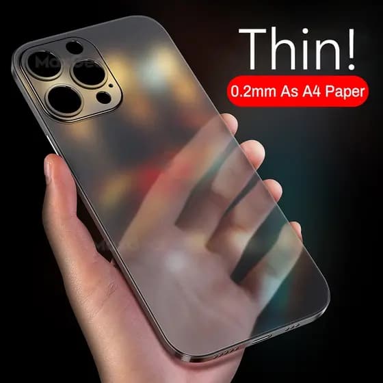 Ultra Fino Macio PP Caso Para iPhone 15 16 17 14 13 12 Pro max Fosco Duro Volta Translúcido Claro Capa