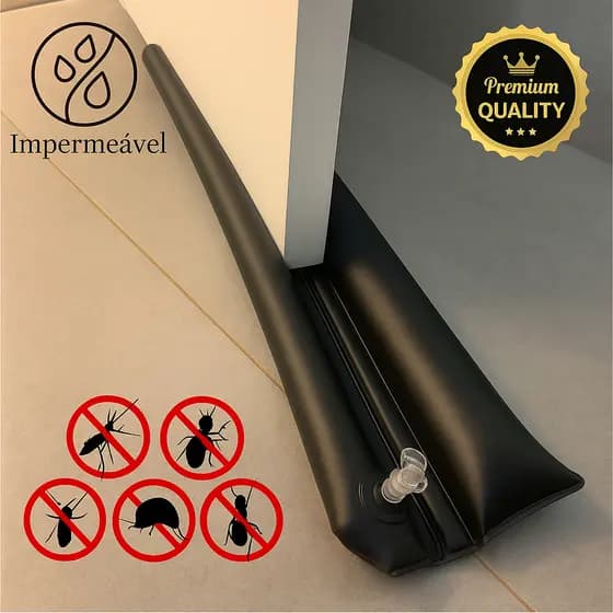 Veda Porta Inflável Protetor Rolinho 70cm e 80cm Impermeável Proteção Dupla Preto novo