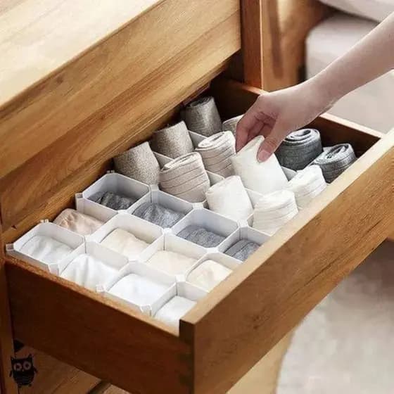 Organizador de Gaveta Colmeia 12 Bolsos C/ Divisória P/ Peças Intímas Multiuso Dobrável